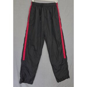 Holloway Mens Track Pants Black Red Side Stripe Mesh Lined Size S